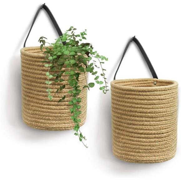 2pack Jute Hanging Basket - Small Woven Fern Hanging Rope Basket Flower Plants - Picture 1 of 7